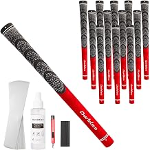 Golf Grips with Regripping Kit All Weather Multi-Compound Golf Club Grips for Men & Women Corded Rubber Grip Set Standard & Midsize Wood and Iron Grip Kit All Level Golfing Accessories