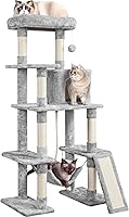 Vista 10 de Yaheetech - Árbol para gatos, estructura de juego de interior de 63 pulgadas con niveles múltiples, postes rascadores, hamaca y pelota colgante