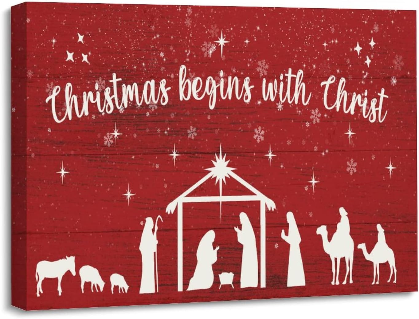 Yelolyio Christmas Begins With Christ Canvas Wall Art for