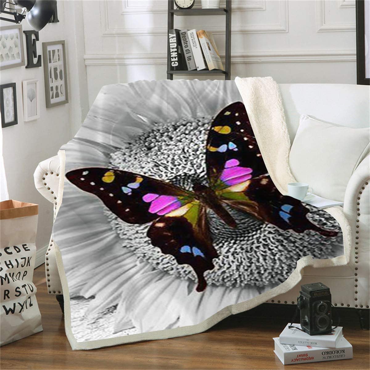 Couvertures moelleuses luxueuses papillon grand plaid haut de gamme pour lits