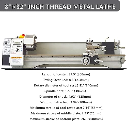Miniatura 3 de INTSUPERMAI Mini torno de metal de 7 x 12 pulgadas, torno de metal con velocidad variable de 50-2500 rpm, torno de trabajo de metal con portabrocas