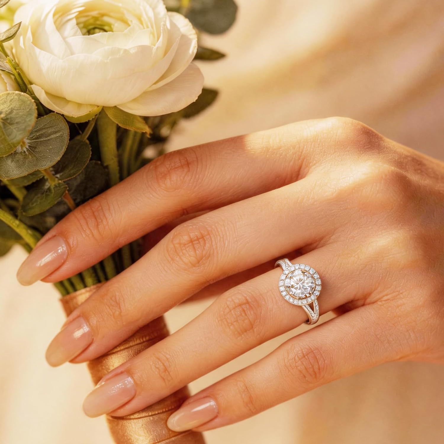 2 Carat Moissanite Rings for Women Solitaire Promise Engagement Ring 925 Sterling Silver Lab Grown Moissanites for Mom/Mother Chiristmas Gift