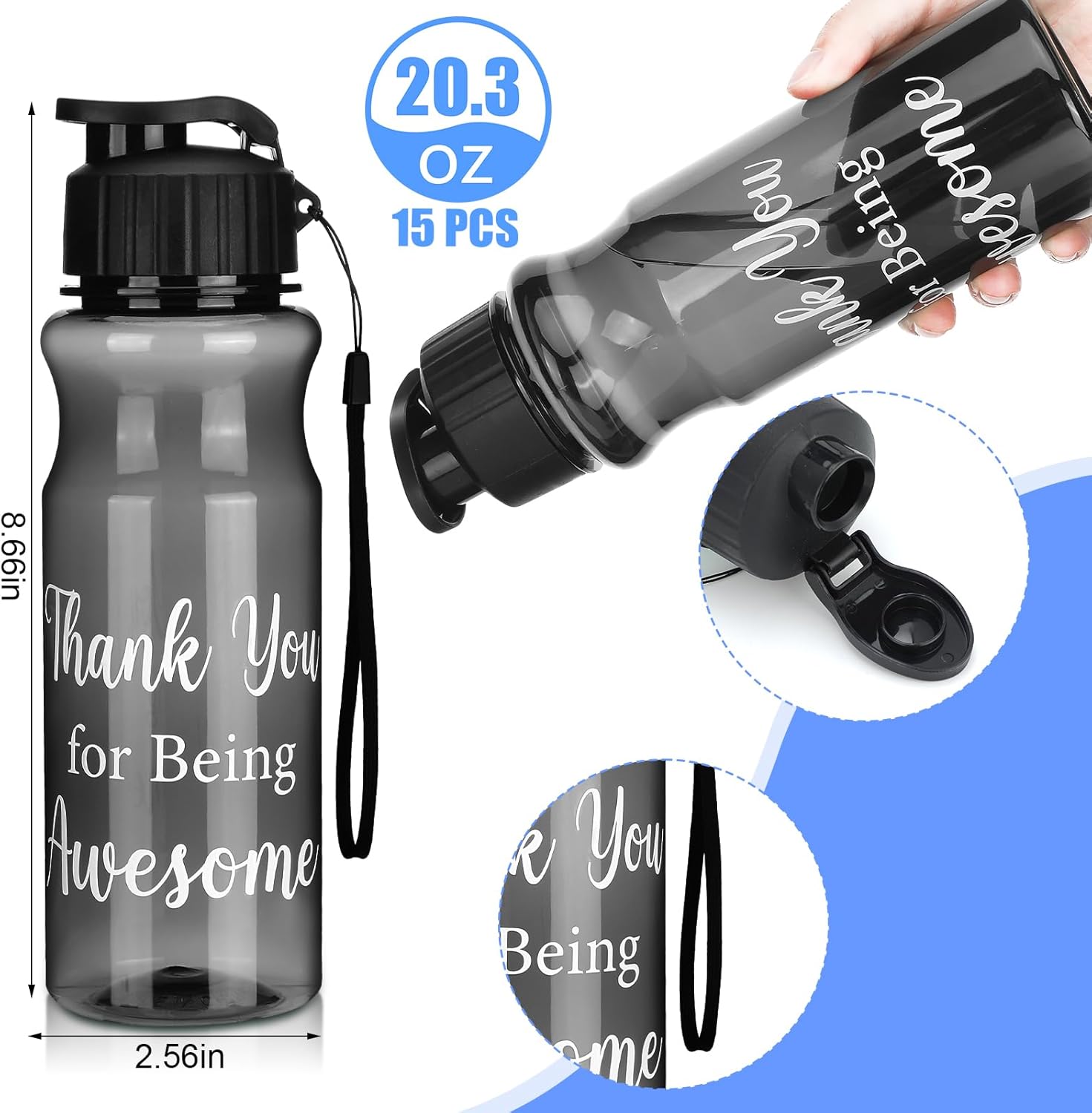 Gerrii 30 Pcs Staff Appreciation Gift Bulk Christmas Employee Appreciation Gifts Water Bottles Bulk 20.3 oz Thank You for Being Awesome Water Bottles for Nurse Coworker Employees Team Teacher - Image 2