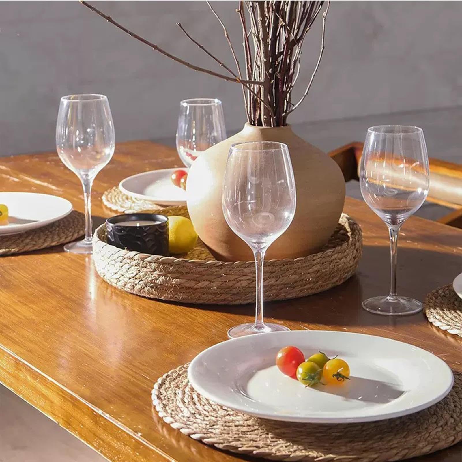 Tovaglietta In Rattan 6 Pezzi 30 cm Intrecciati a Mano in Rattan Naturale | Sottopiatto Esterno Tavolo Giardino Patio Per Cucina Casa Patio Giardino Picnic Campeggio Matrimonio Festa