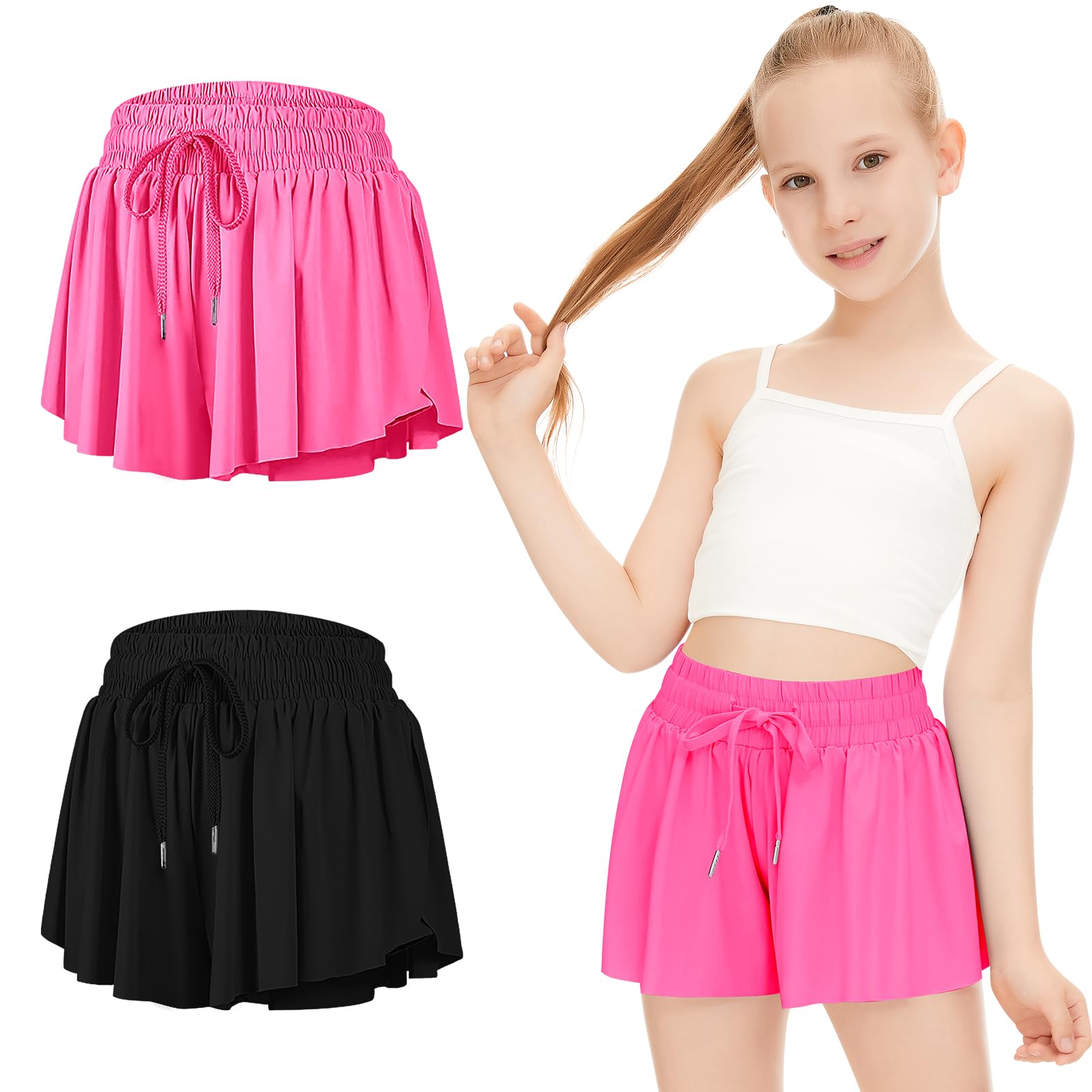 Girls Flowy Butterfly Shorts with Pockets 4-14Y