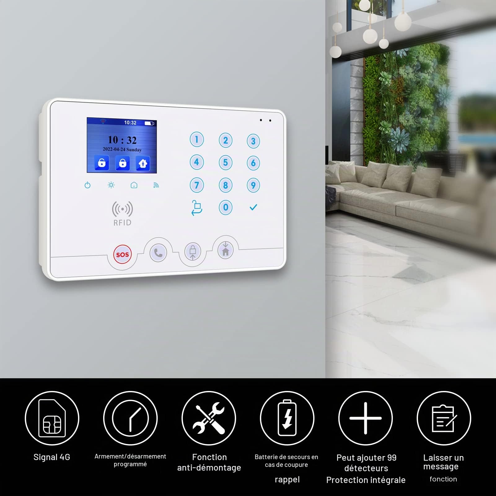 Wolf Guard Kit Sécurité Maison Système Alarme sans Fil WiFi 4G | Smartlife, Compatible Amazon Alexa & Google Home, Version Française