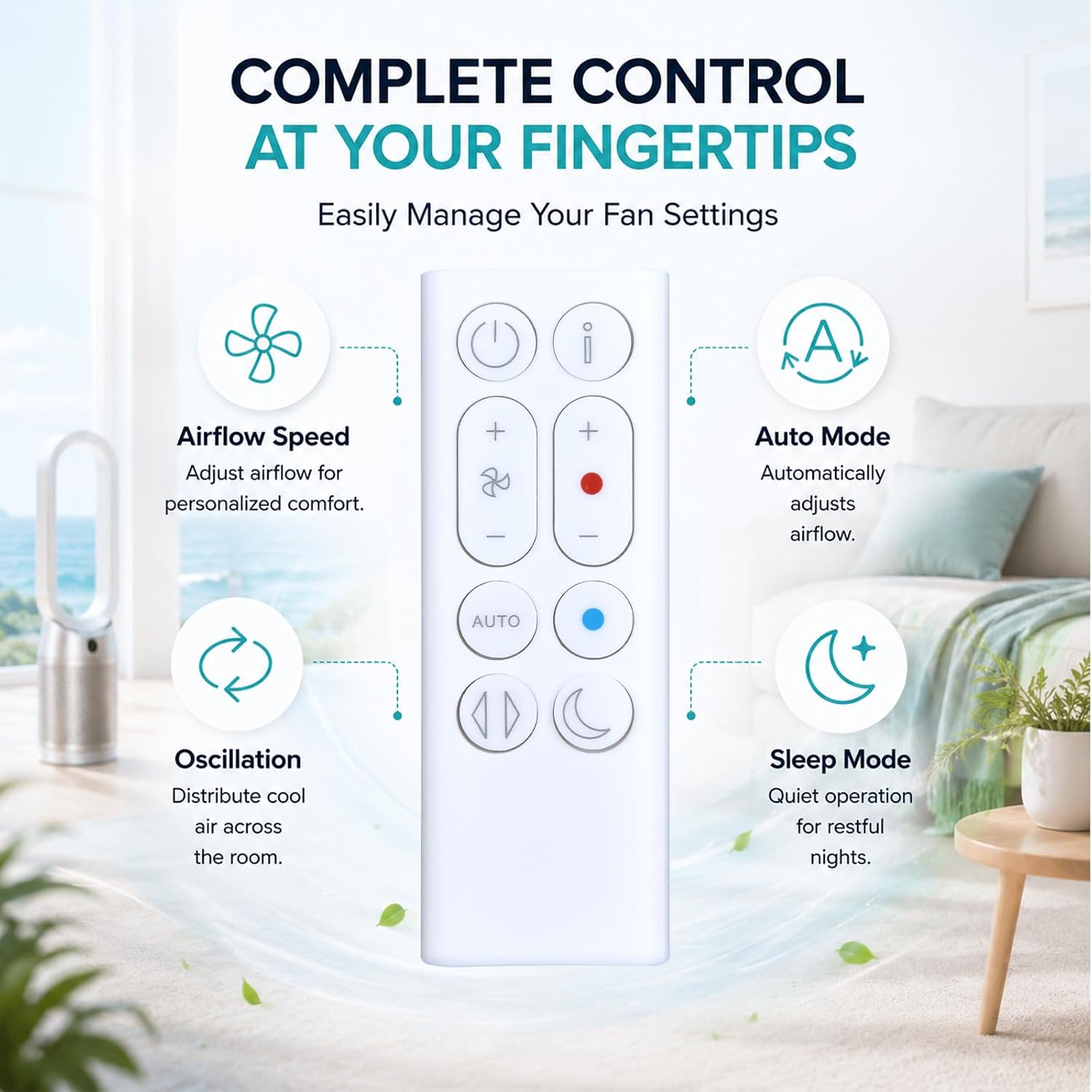 Replacement Remote Control for Dyson Air Purifier Gen1, HP10, HP1 | For Dyson Gen1, HP10, HP1 Replacement Air Purifier Remote Control