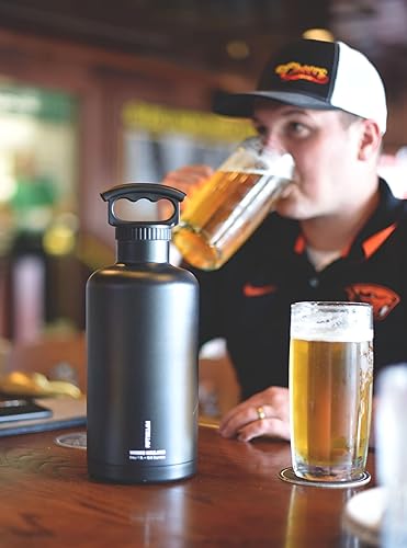 Miniatura 4 de FIFTYFIFTY Growler, Botella de agua aislada al vacío de doble pared, acero inoxidable, tapa de 3 dedos con parte superior estándar, 64 oz1.9L