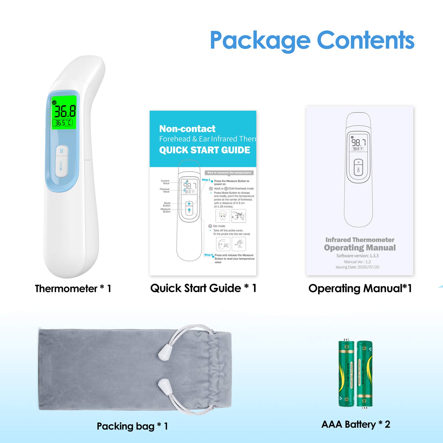 IDOIT Thermometer for Adults Infrared Thermometer,No Touch digital