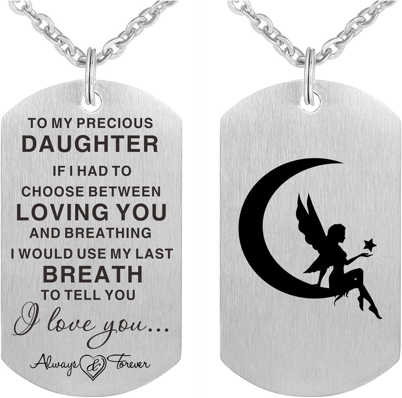 FALOGITo My Precious Daughter Gifts Jewellery from Mum, Dog Tag Necklace for Daughter Necklace