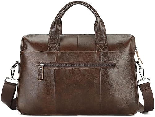 Miniatura 3 de Maletín de cuero vintage de 15.7 pulgadas para computadora portátil, bolsa de trabajo retro con hombro, bolsa de mensajero clásica de negocios
