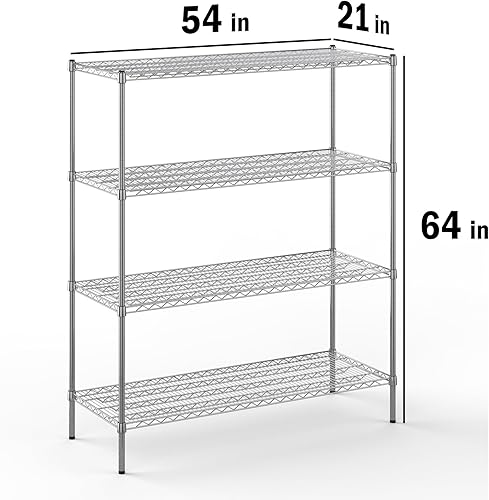 Miniatura 448 de Kit de estantería de alambre cromado de 4 niveles de 24 pulgadas de profundidad x 24 pulgadas de ancho x 64 pulgadas de alto Unidad de estante