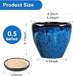 Pots en céramique avec Saucer, 6 inch Glaze Planters pour les plantes intérieures avec trous de drainage, petits pots décoratifs de fleurs en plein air, pots à sucent moderne pour la chambre à coucher