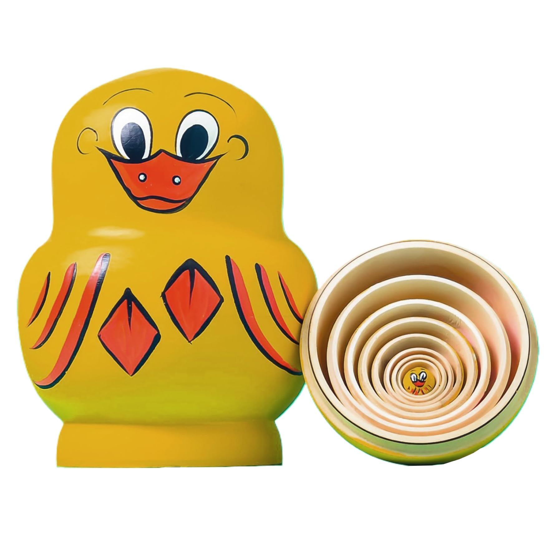 10 piezas de pato muñeca rusa de anidación lindas muñecas de anidación de pato patos apilados de madera amarilla juguetes educativos de aprendizaje Matryoshka para cumpleaños de niños, broma de jugue