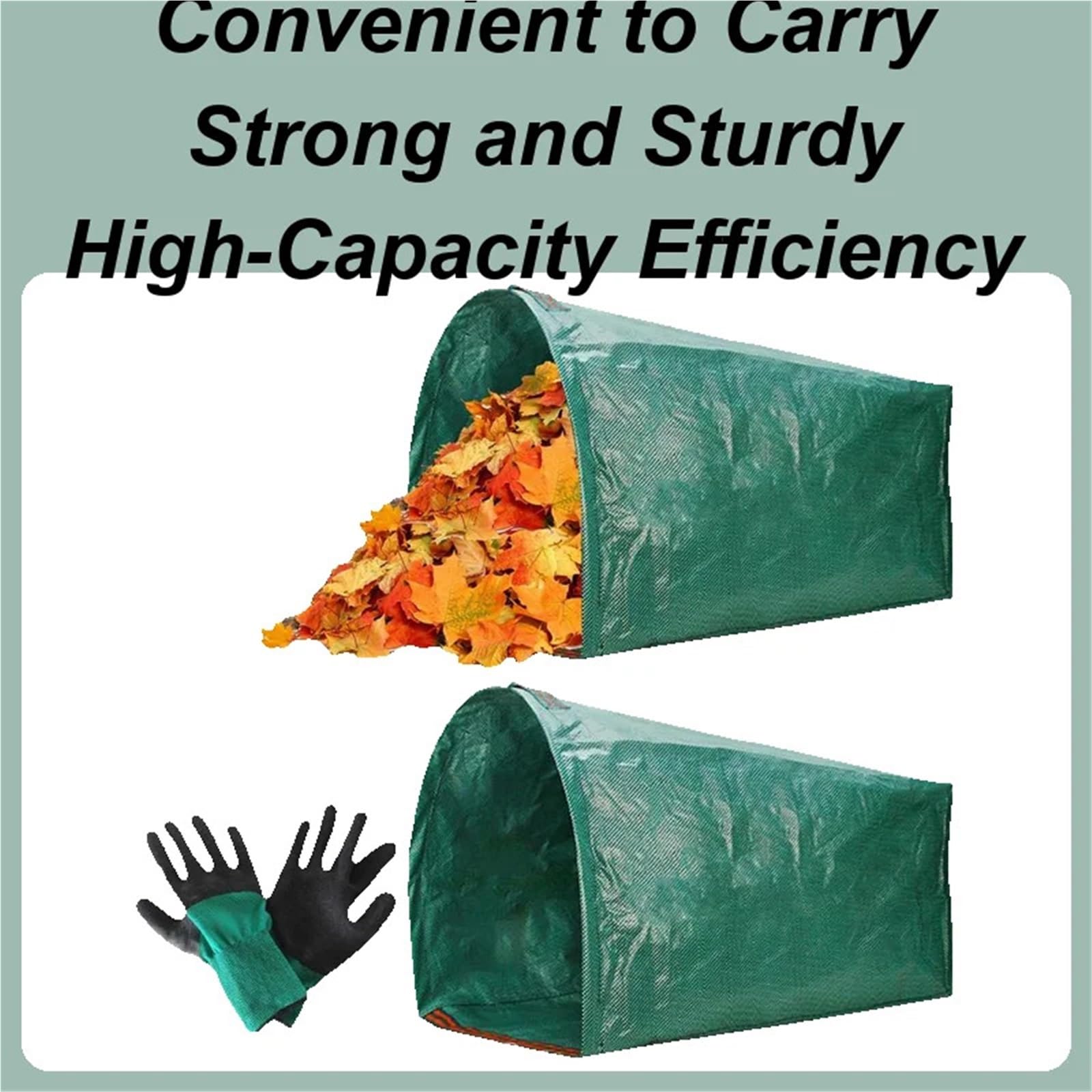 Sacos Para Escombros Bolsas de césped Recogedor for hojas Basura reutilizable de 2 piezas con guantes for recortes de desechos de césped de jardín Patio Patio(150L)
