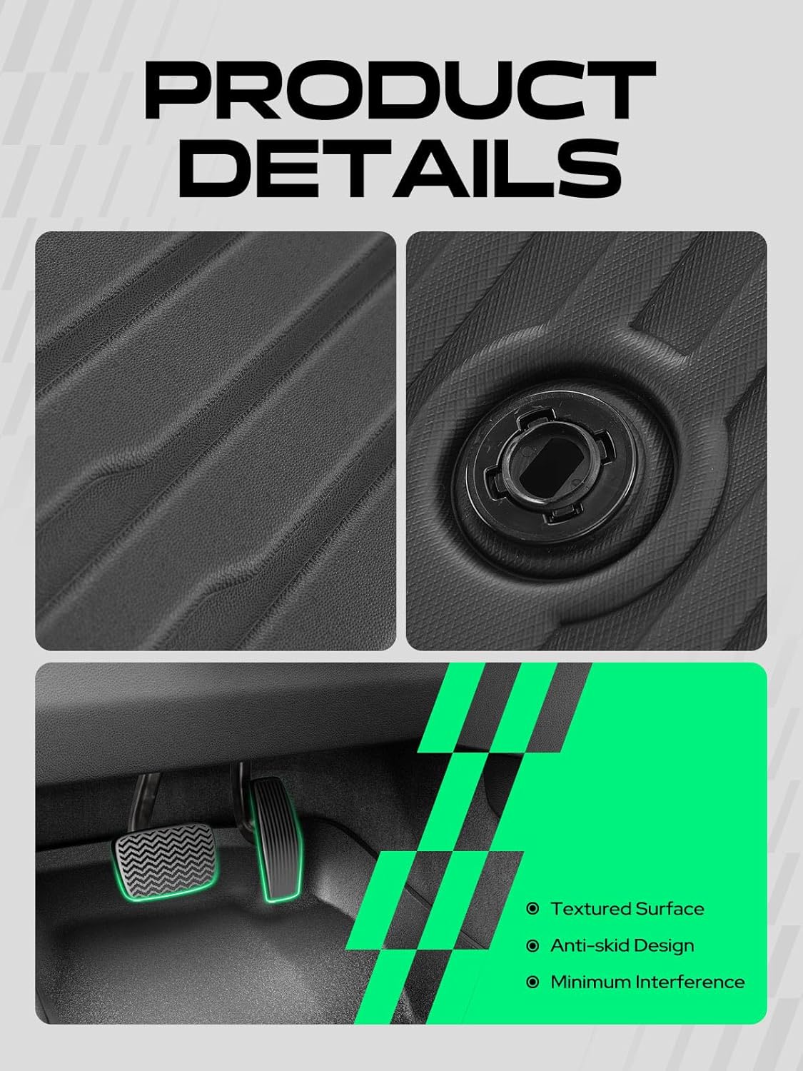 YHTAUTO Floor Mats & Cargo Mat Fit Buick Enclave 2008-2017 & Chevrolet Traverse 2009-2017 (with 2nd Row Bench Seats), TPE All Weather Car Mats Floor Liner, 1st & 2nd Row & Trunk Mat, Set of 4 - Image 7