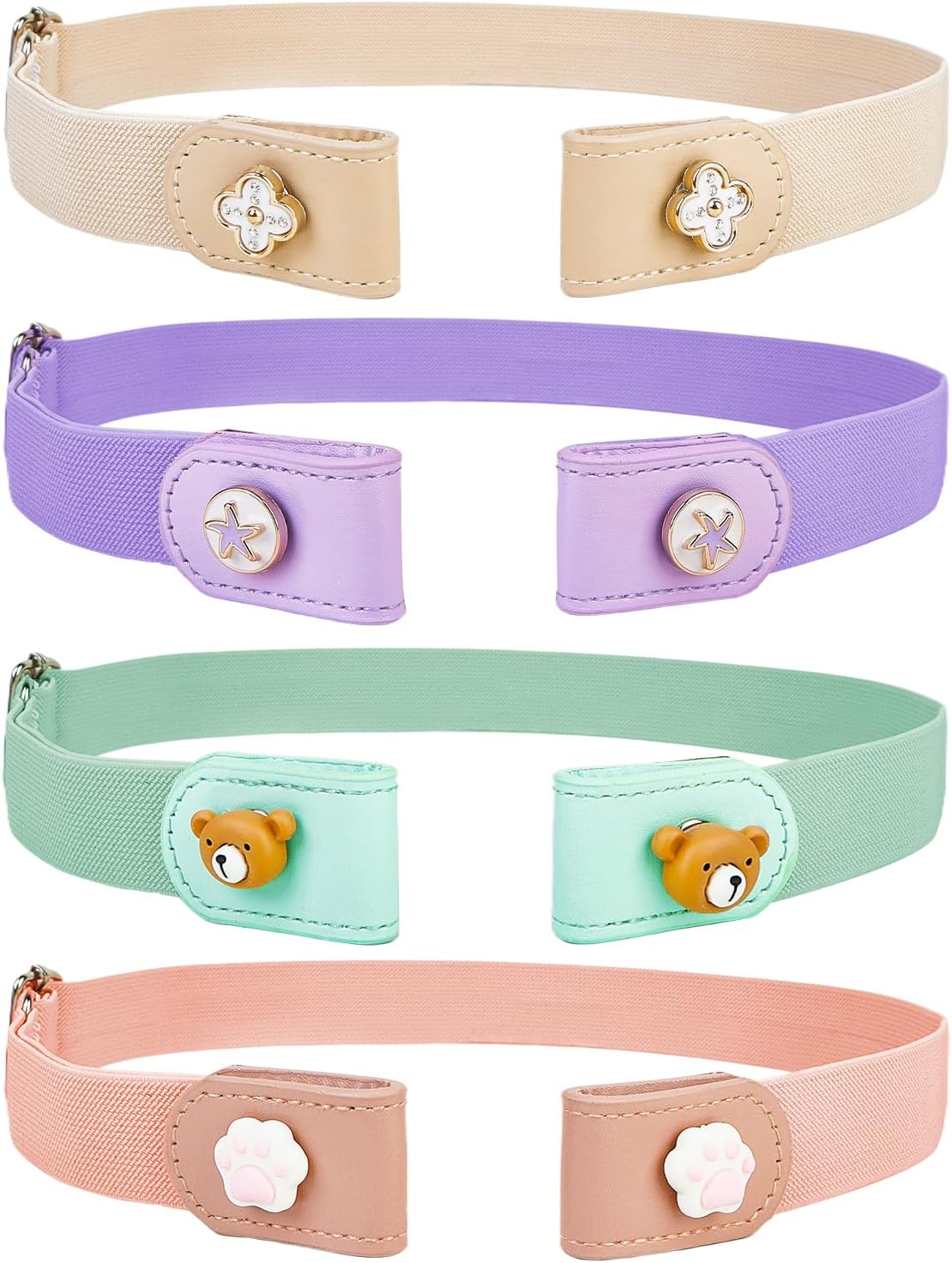 4 Pieces Women Buckle Free Stretch Comfortable Invisible Elastic Adjustable Belt