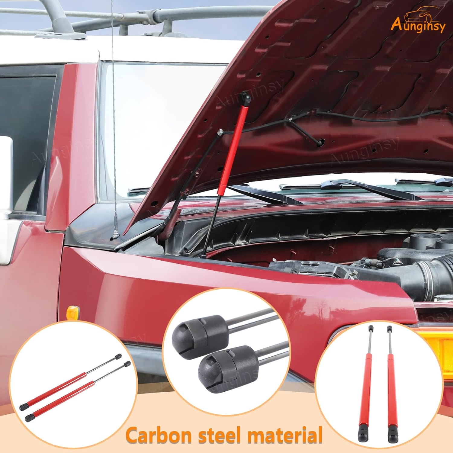 Car Front Hood Lift Supports Kit Compatible with Toyota FJ Cruiser 2007-2010 Front Hood Lift Support Shock Struts Replacement Assist Hydraulic Rod Gas Charged Strut Shock Lifting Bracket Accessories