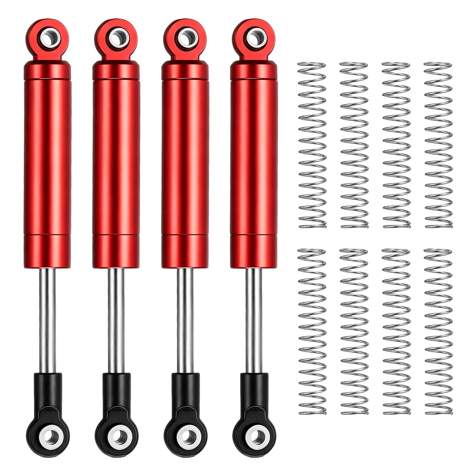 Rebower RC Shock Absorber (with Internal Spring Spare Springs), [for 1/10 RC Crawler ] - 70-90mm / Red / 4 Pcs