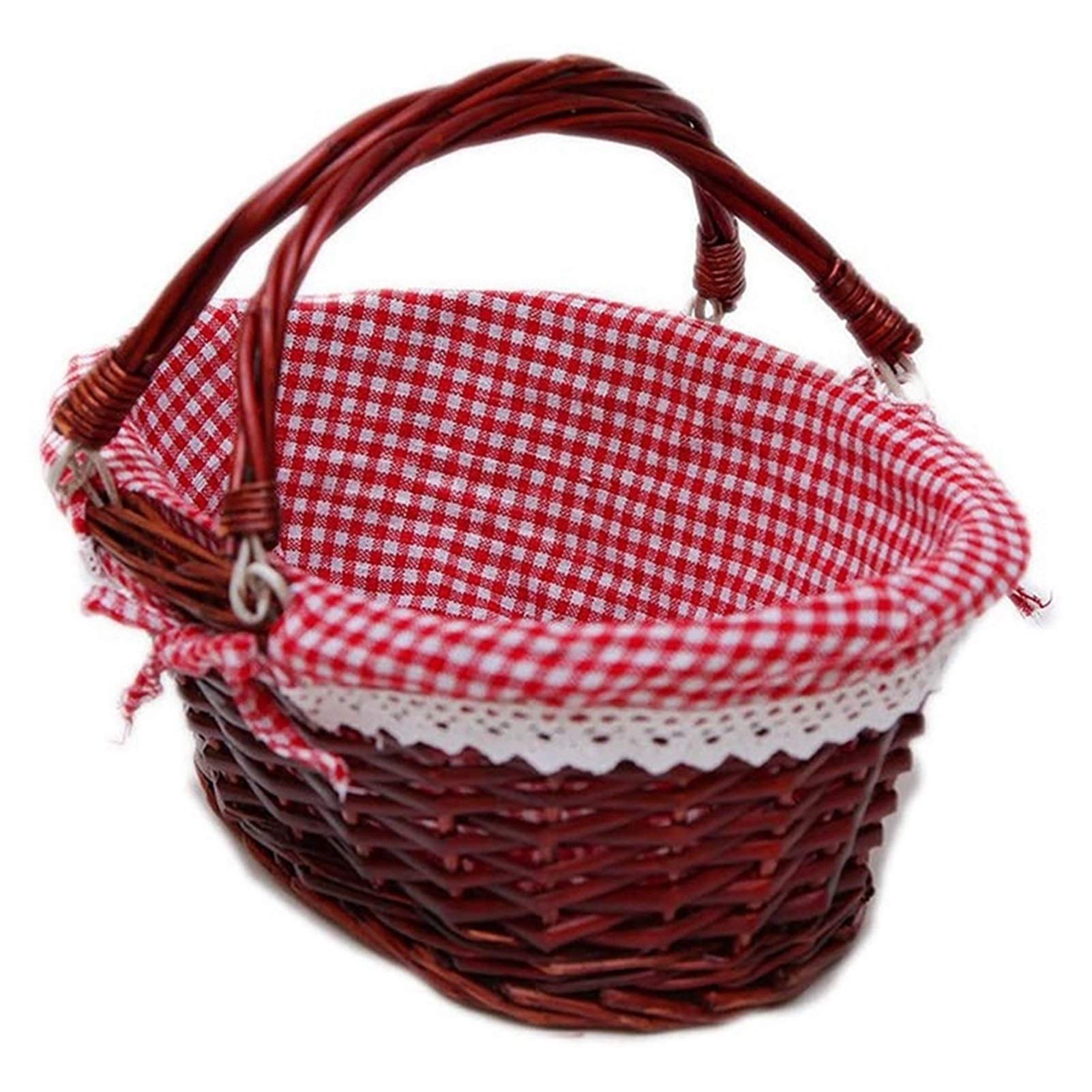 Cestini Portaoggetti Cestino del regalo del cesto di vimini ovale con manico Cesto del vino del cestino del cestino del cestino del picnic, senza copertura Cestino da picnic con fodera lavabile Scatol