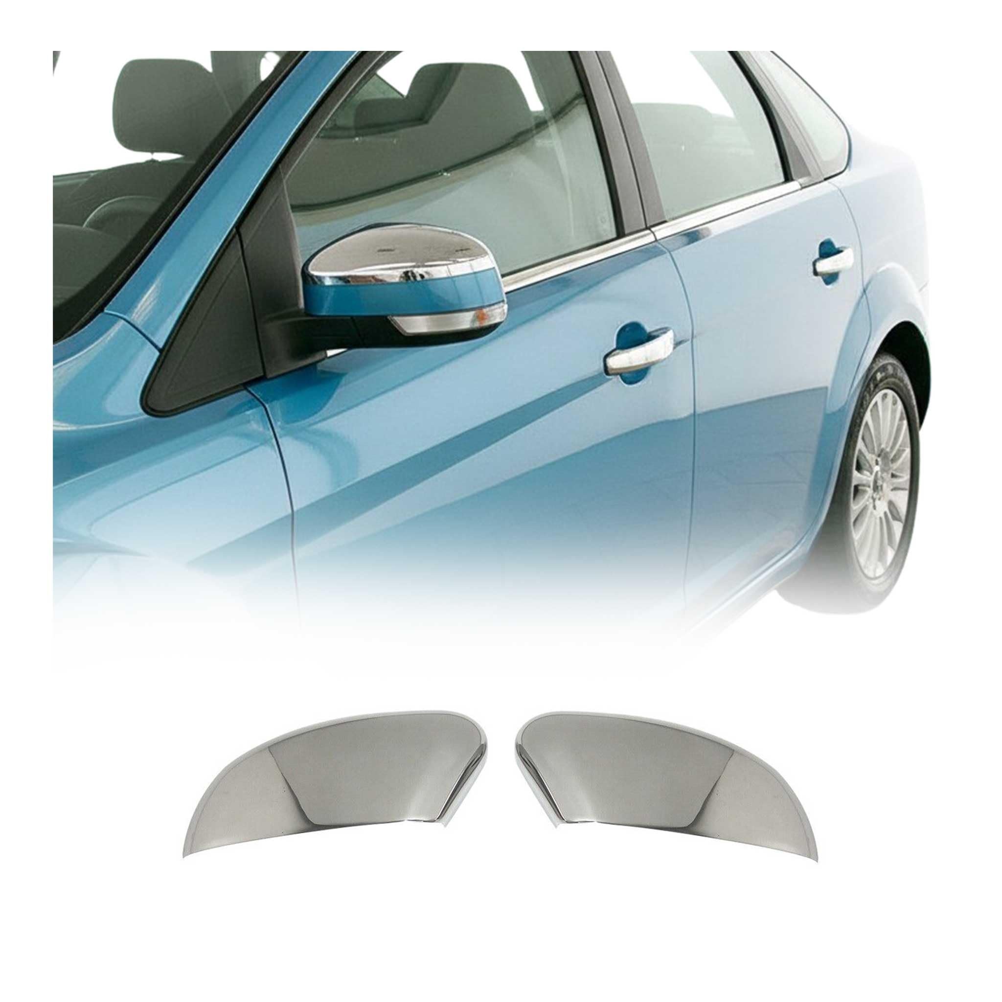 OMAC Nakładki na Lusterka Spiegelabdeckung kompatybilny z Ford Mondeo Limo 2007-2015 Stal Nierdzewna Srebrny
