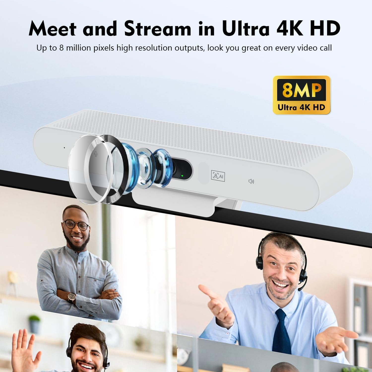 TOALLIN 4K Conference Room Webcam with Mic and Speaker, Ai Auto-Framing & Voice-Tracking, USB Video Bar, All-in-One Video Conference Camera for Online Meetings, Video Calls 4 71EE52lPocL. AC SL1500