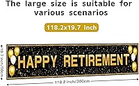 Vista 2 de Decoraciones de fiesta de jubilación, pancarta grande de feliz jubilación negra y dorada, decoraciones de fiesta de jubilación para hombres