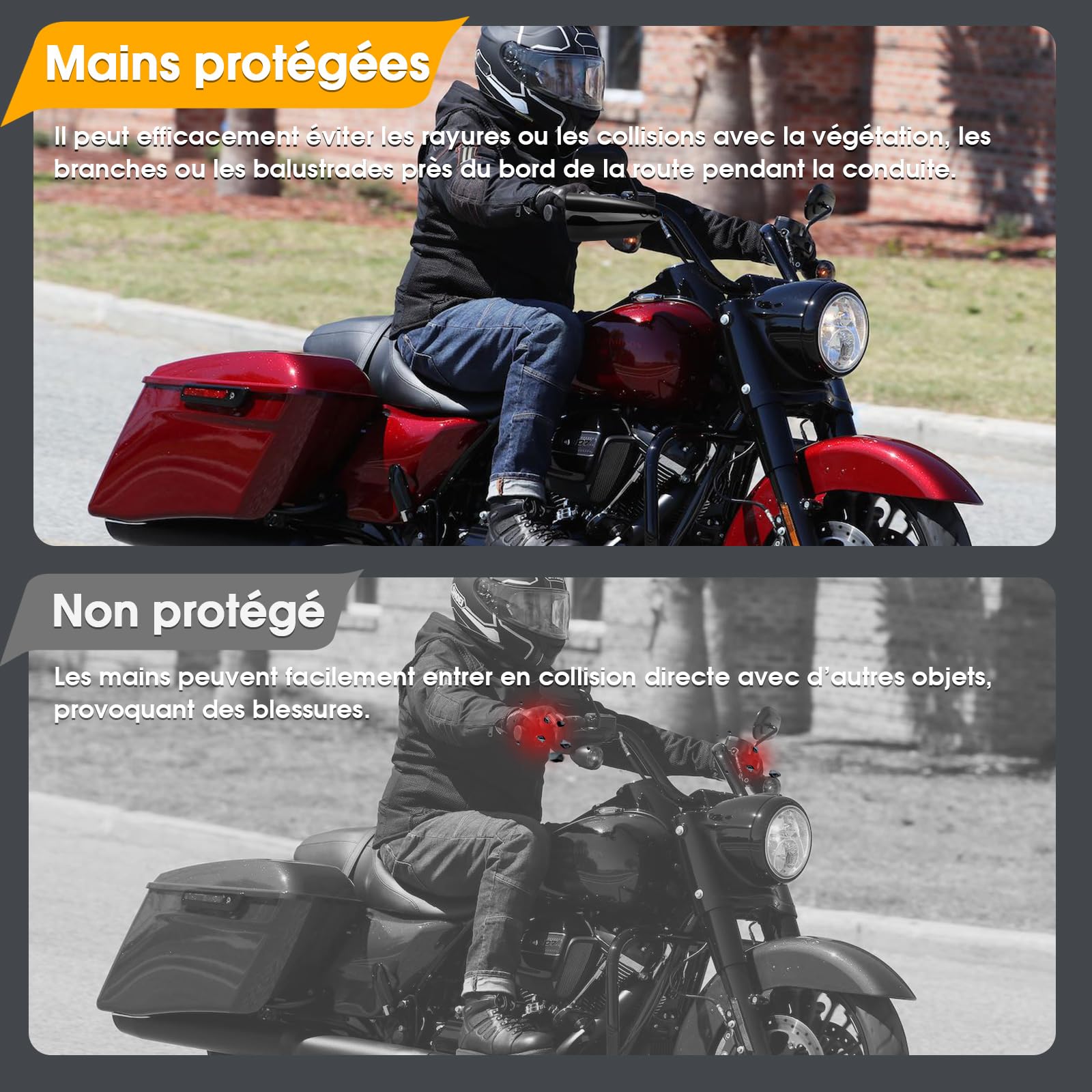 Protège Mains Moto pour Harley Davidson Touring Road Glide Electra Noir