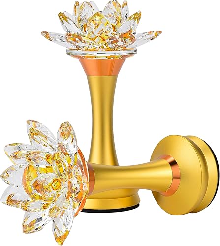 Miniatura 2 de Lámpara budista de loto esmaltada con llama simulada LED, oferta de luz ante Buda, equipada con base de aleación - 2.95 pulgadas