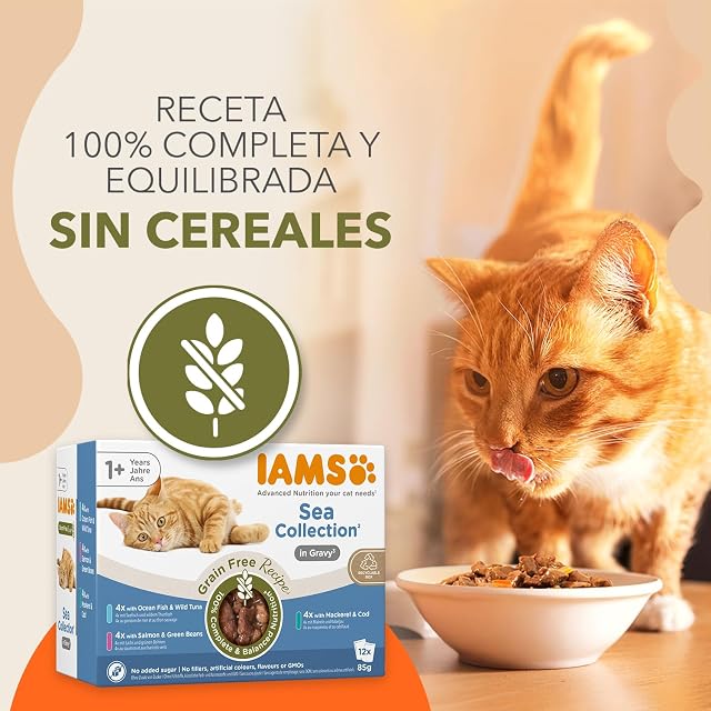 Foto 2 de 8 de IAMS Colección Mar en Salsa sin Cereales para Gatos Adultos