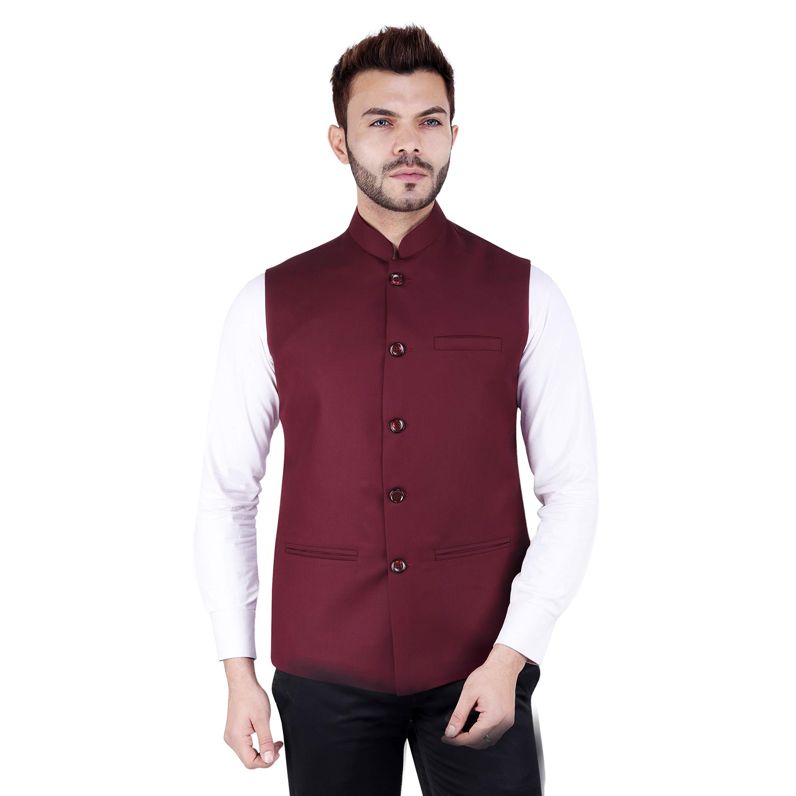 Men's Nehru Jacket/Waistcoat Cotton Fabric-image-25