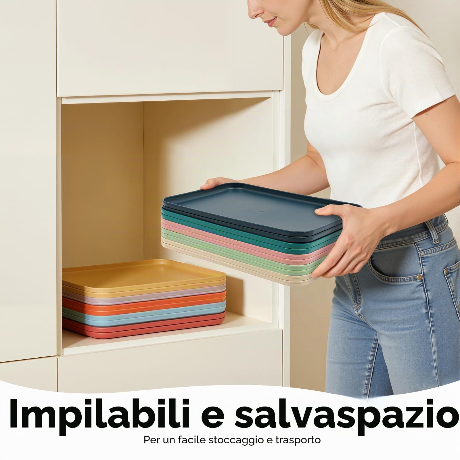 MINRS 20 vassoi rettangolari da portata per fast food, 31 x 22 cm, in plastica, riutilizzabili, per ristoranti, caffetterie, cucina (10 colori)