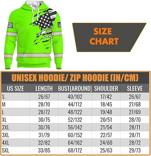 Miniatura 6 de Sudadera con capucha de alta visibilidad con la bandera de Estados Unidos para hombre, sudadera con capucha reflectante, ropa de trabajo de