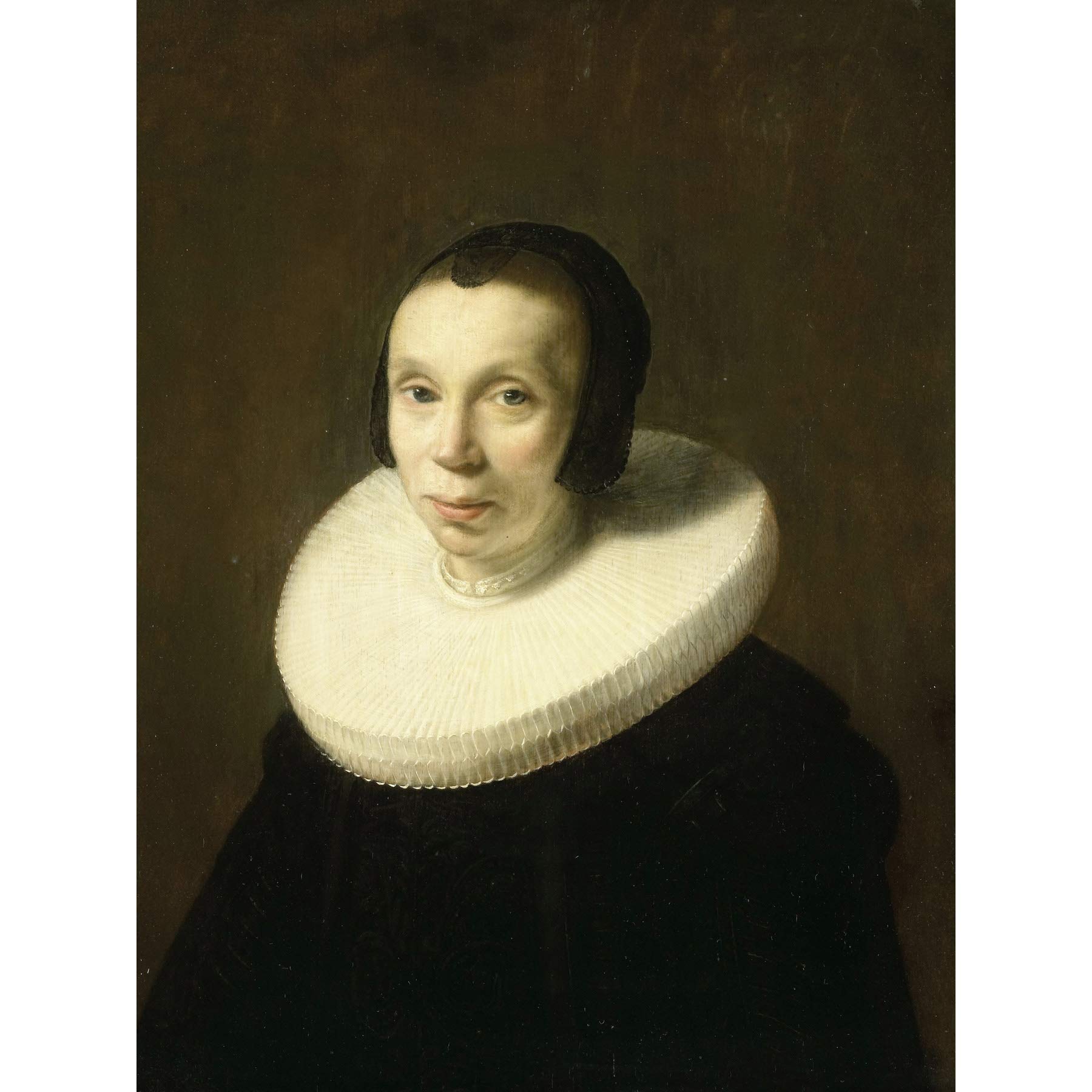 Artery8 De Vries Portrait Of A Woman Collar Painting Premium Wall Art Canvas Print 18X24 Inch