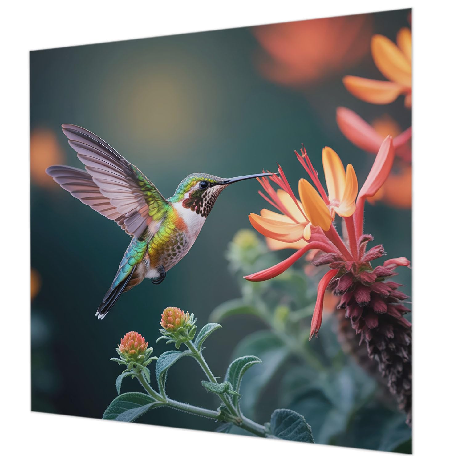 Papier peint intissé 250x250 cm fleurs de colibri avec colle incluse