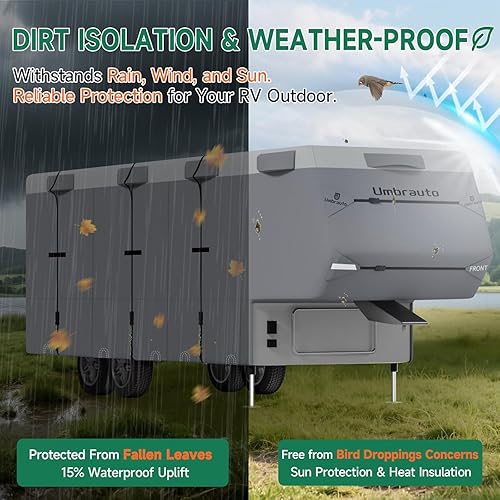 Miniatura 5 de Umbrauto Cubierta para caravana de 5ª rueda de 28 a 31 pies, 7 capas superiores extra gruesa, cubierta de quinta rueda, impermeable, resistente al