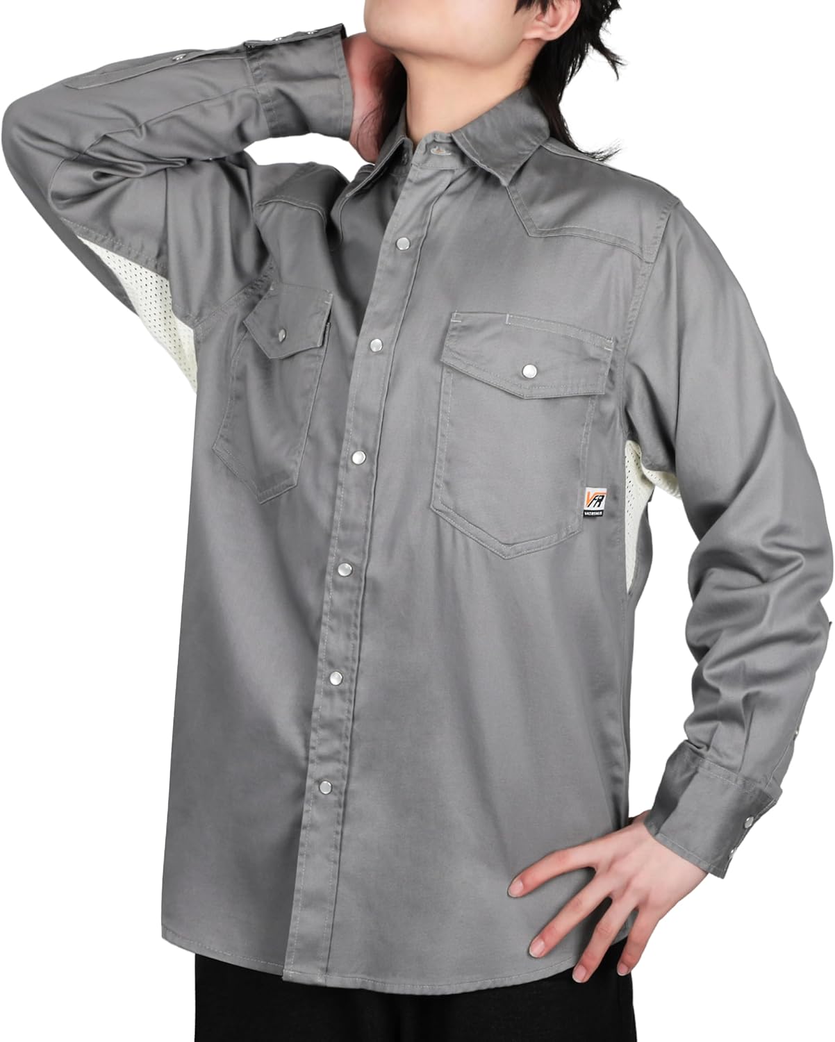 VATRENUS FR Shirts for Summer Pearl Snaps Breathable Vented Mesh Back and Underarm Lightweight Flame Resistant Welding Shirt