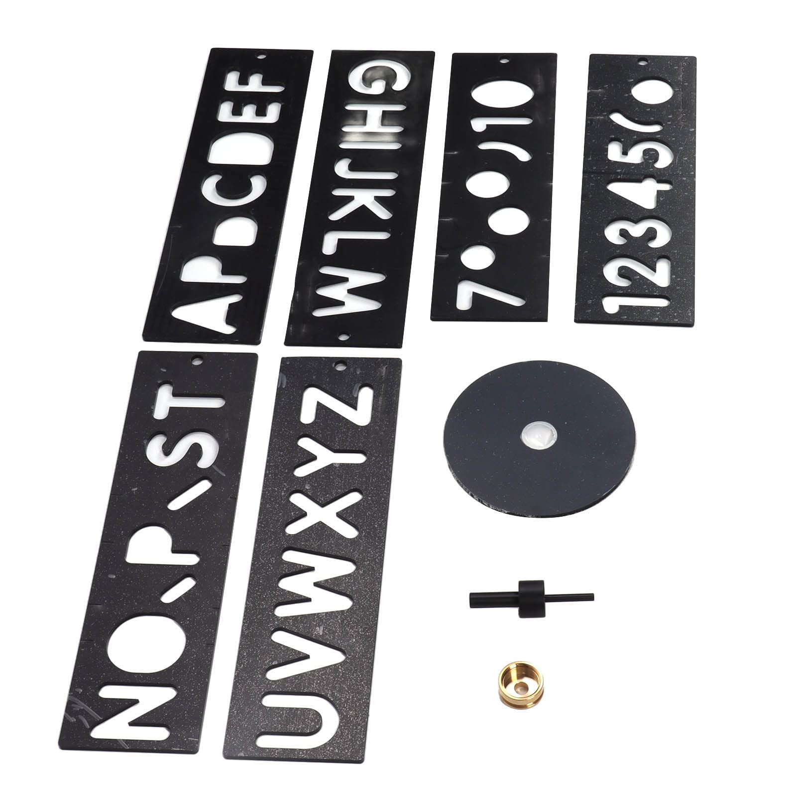 Kit de fabricación de letreros Plantilla de plantilla de número de letra reutilizable y ligera de corte láser de plástico para carpintería Talla de vallas publicitarias Negro 4