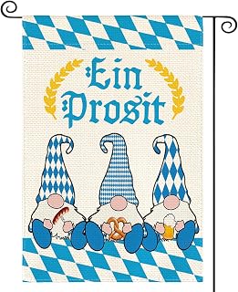 AVOIN colorlife Oktoberfest Ein Prosit Bavaria Garden Flag 12x18 Inch Double Sided, Beer Gnome German Wiesn Yard Outdoor Decoration