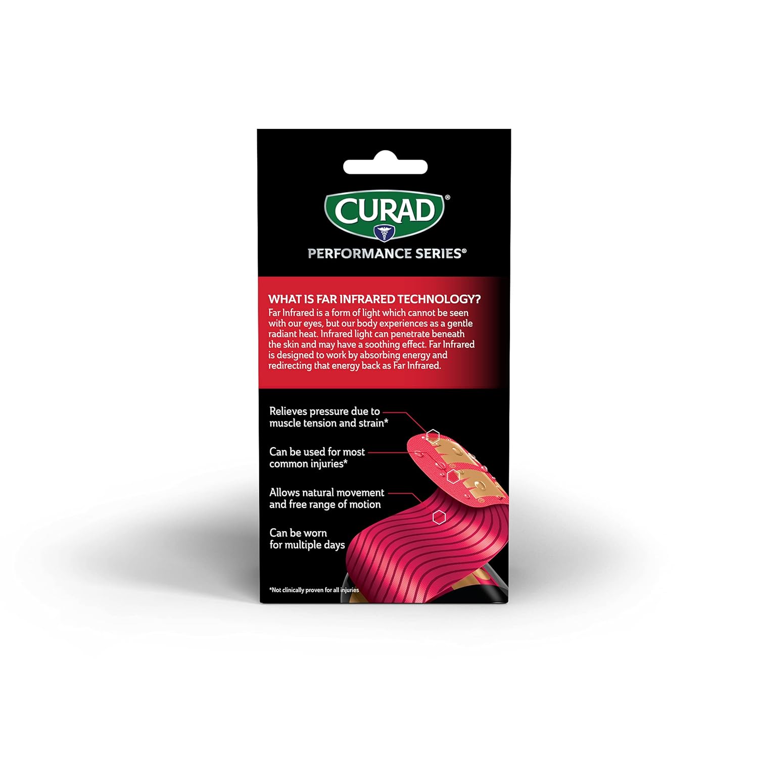 CURAD Performance Series Far Infrared Kinesiology Tape, Pink, 2″ x 10″ Strips, 1 Count - Image 2