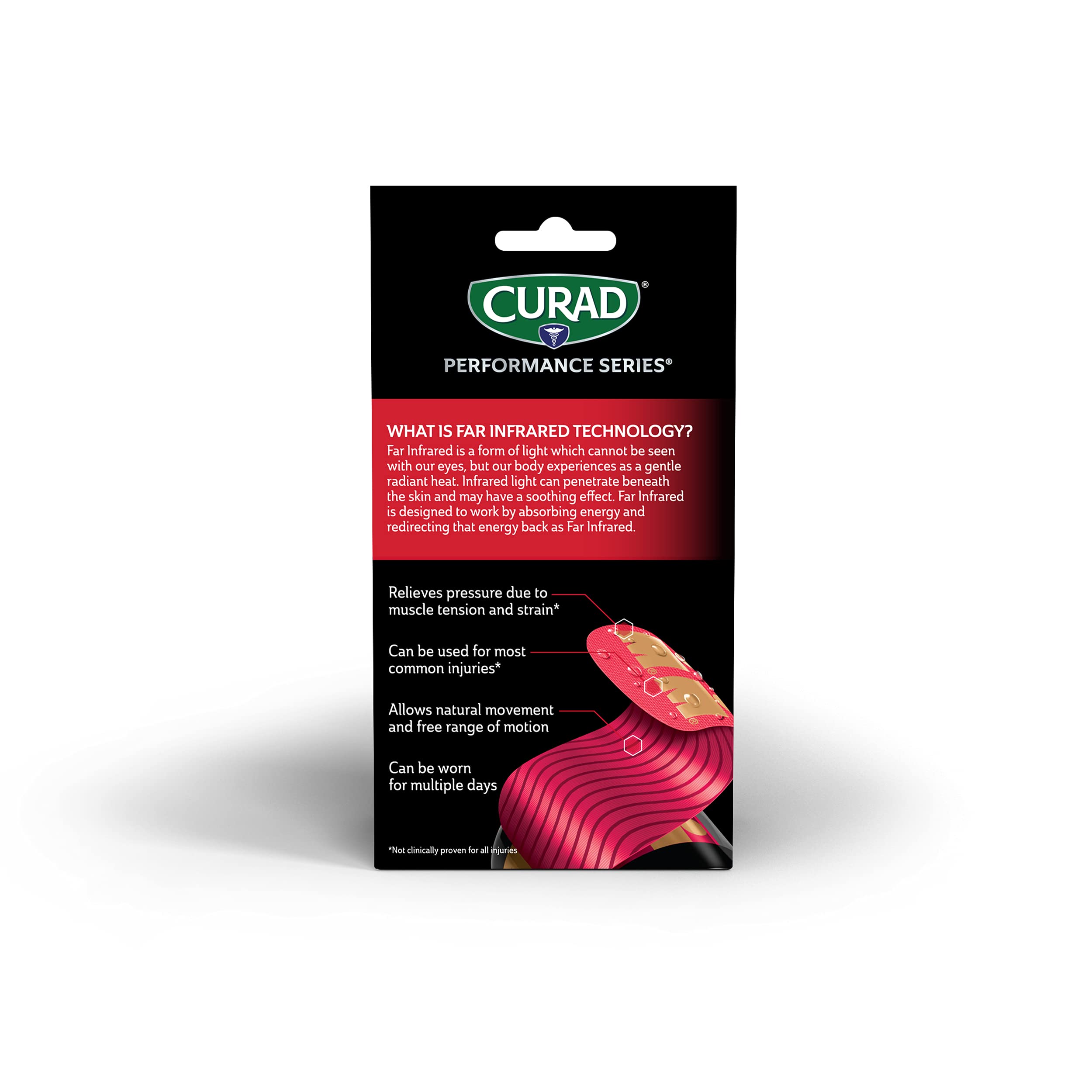 CURAD Performance Series Far Infrared Kinesiology Tape, Pink, 2″ x 10″ Strips, 1 Count