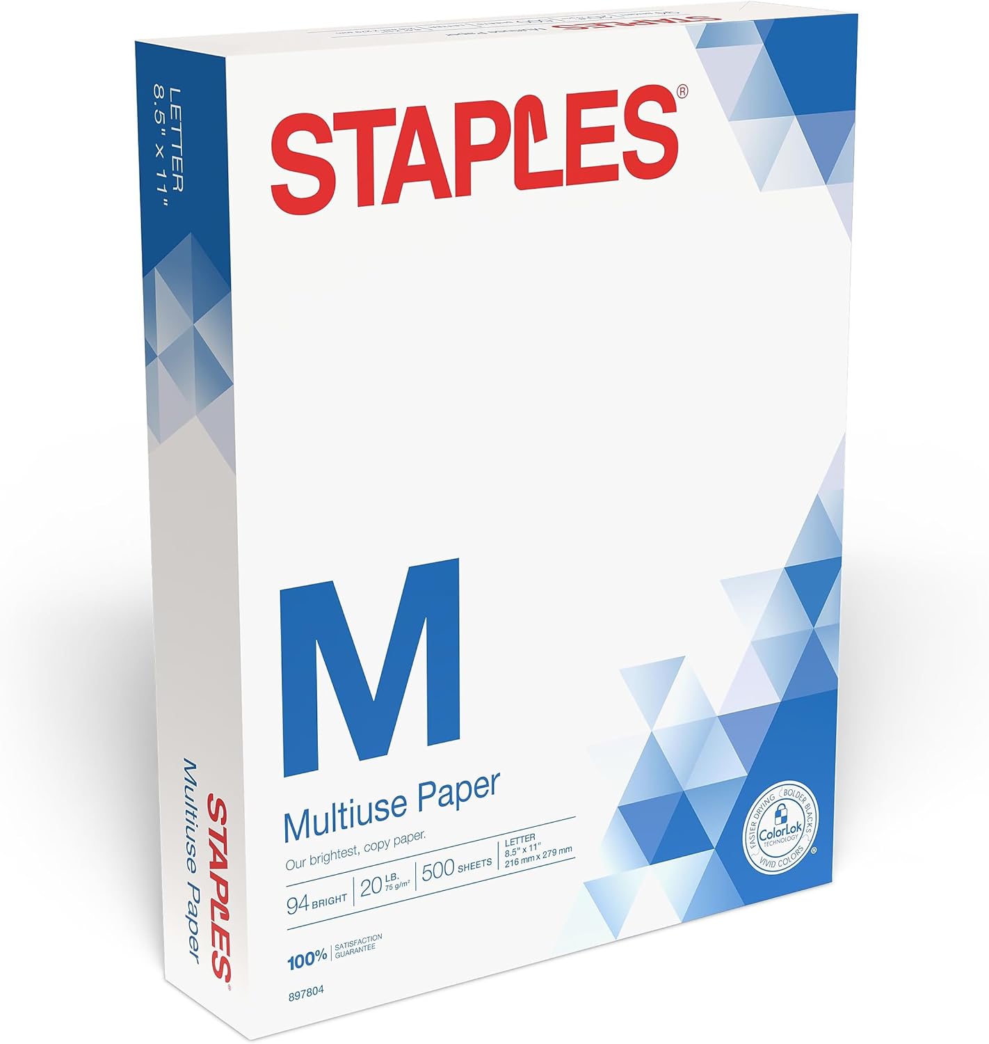 Staples Multiuse 8.5-Inch X 11-Inch Copy Paper 20 Lbs 94 Brightness 500/Rm 5 Rm/Ct