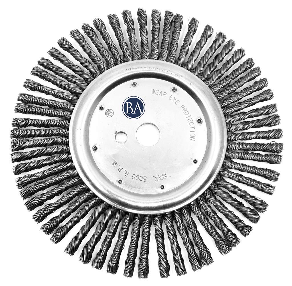Benchmark Abrasives 12 Inch Wire Wheel Expansion Joint Cleaning, 1" Arbor 3/8" DPH Knotted Wire Wheel for Cleaning Cracks in Asphalt, Concrete Masonry, Cutting Wheel Max RPM 5,000