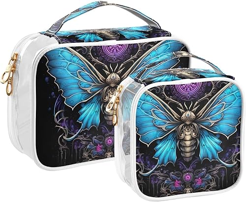 Miniatura 2 de Y2k 21215337 - Neceser de aseo transparente con mariposa gótica para viajar, paquete de 2 bolsas de cosméticos de maquillaje con cremallera, bolsa