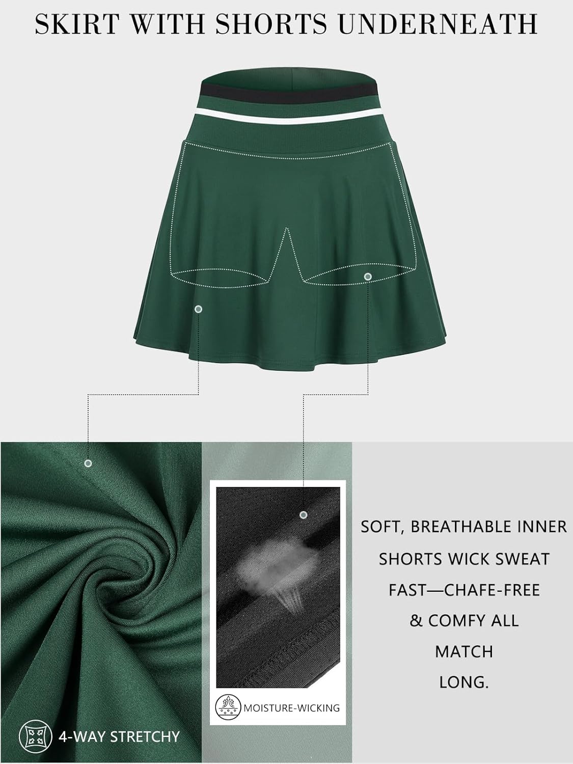 BLEVONH Color Block Tennis Skort for Women A Line Golf Skirt with Shorts Underneath Pickleball Athletic Skorts Pockets - Image 6