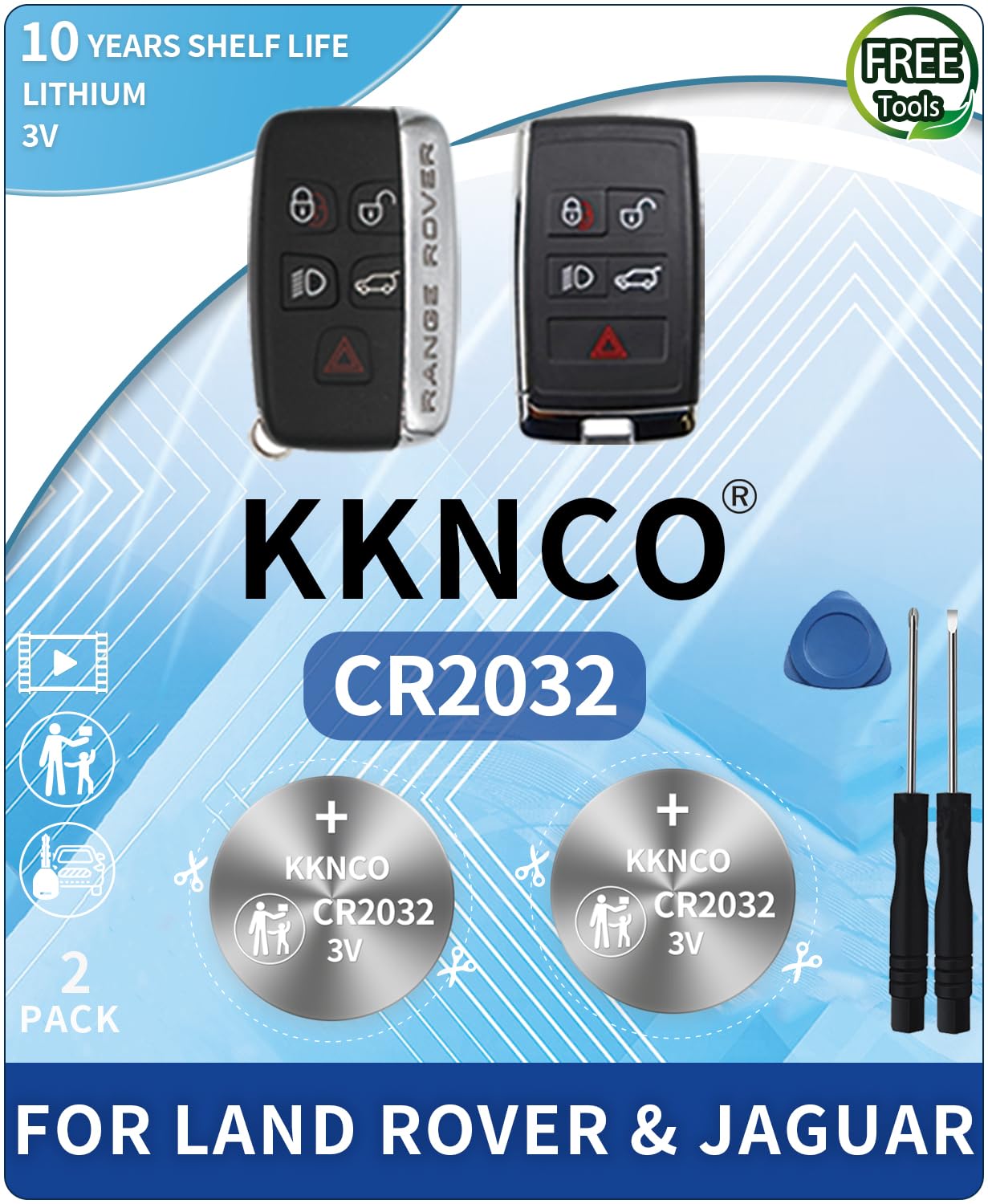 Key Fob Batery Replacement for Land Rover (2013-2025) Range Rover Discovery Evoque Defender Velar Sport for Jaguar F-Pace F-Type XE XJ XF LR2 LR4 Evoque Sport Velar (Check Fitment Guide) 2 Packs