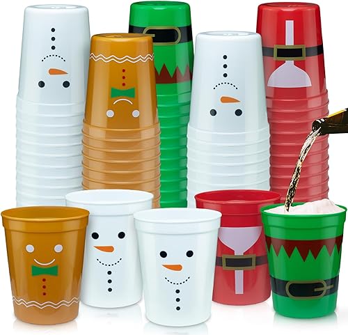 Rokochoes 24 vasos de plástico reutilizables para fiestas navideñas, con elementos navideños, aperitivos, tazones de Papá Noel, cuencos de helado, disponible en Yaxa Peru