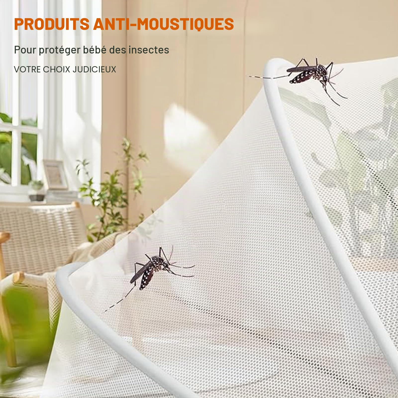 Moustiquaire Universelle pour Lit De Voyage, Bébé Près De Berceau, Fermeture Éclair Silencieuse, Accès Facile, Maille Fine pour Enfants, 100×55×55CM (Blanc)