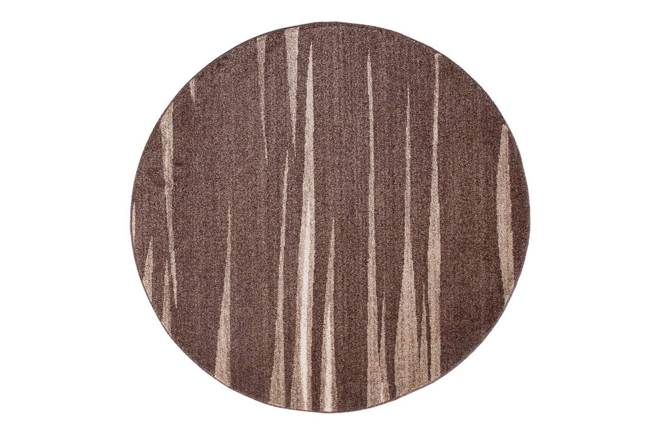 TAPISO Sari dywan okrągły ciemnobrązowy beżowy nowoczesny paski melanżowy design salon sypialnia Ökotex 150 x 150 cm