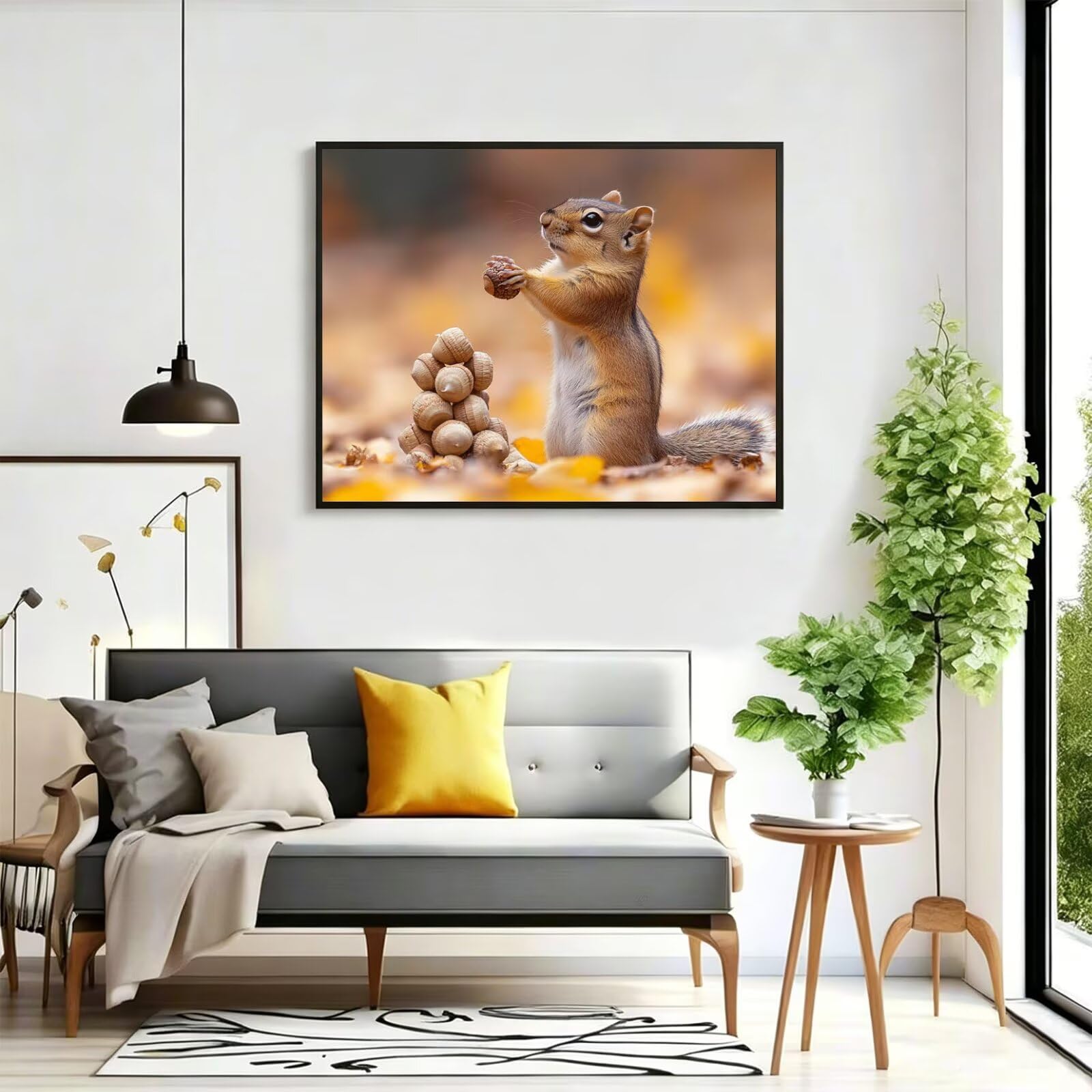 Pintar por Numeros ardilla Pinturas Acrilicas animal Pintura por Numeros Lienzos para Pintar, Pintura Acrilica Manualidades, Decoración para Hogar, Regalos Cumpleaños, 90x120cm Sin Marco, q-852